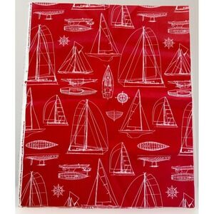 Richloom Solarium Upholstery Fabric Red White Outdoor Sailboats Nautical RARE‎